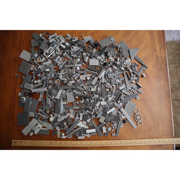 2 lbs. Pounds 9oz Mixed Lot Lego Bulk Shades of Gray Bricks Pieces Plates Blocks - Picture 2 of 13